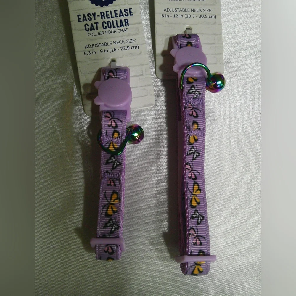 Whisker City Purple w/Yellow Butterflies Cat OR Kitten Collar